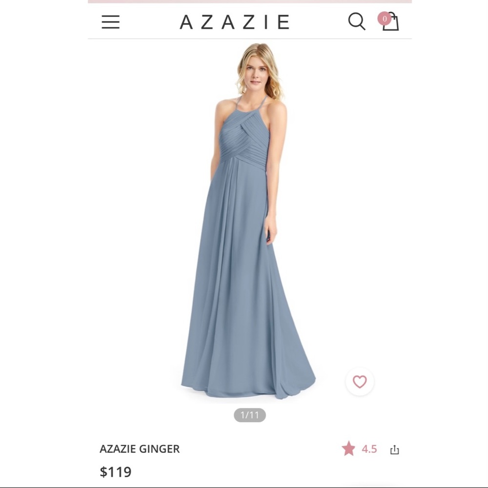 Azazie Ginger dress, dusty blue, size 4
